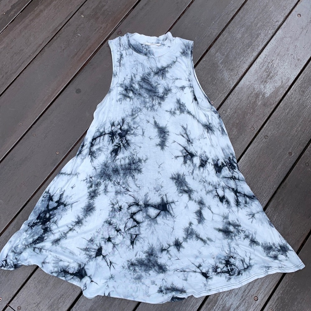 Tie Dye Mock Neck Swing Tank Dress